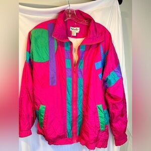 Mint condition 80s/90s Colorful Vintage Windbreaker Nylon Bomber Jacket Retro